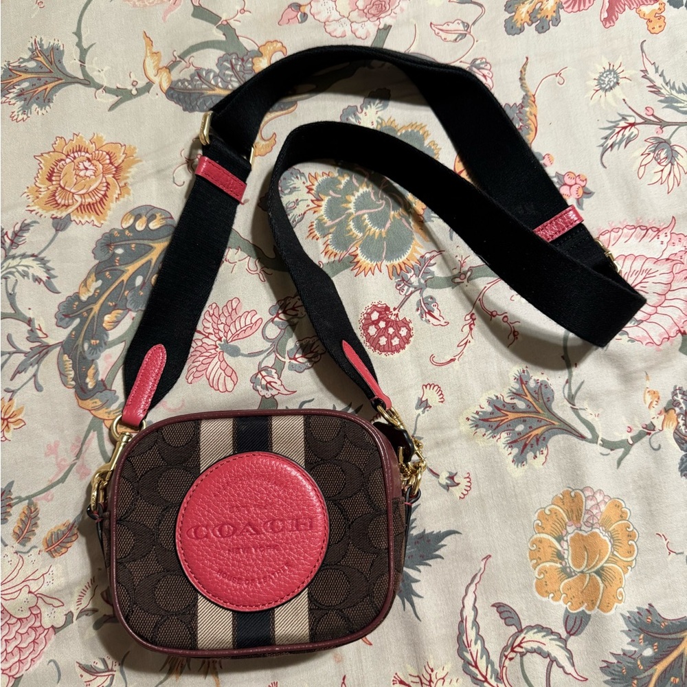Coach Signature Brown and Pink Crossbody Bag